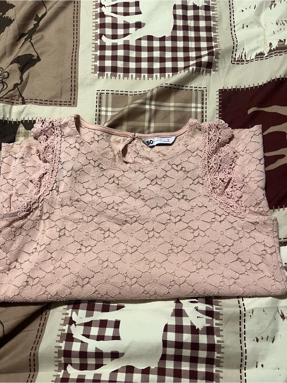 Sonoma Blush Pink Lace Short-Sleeve Top